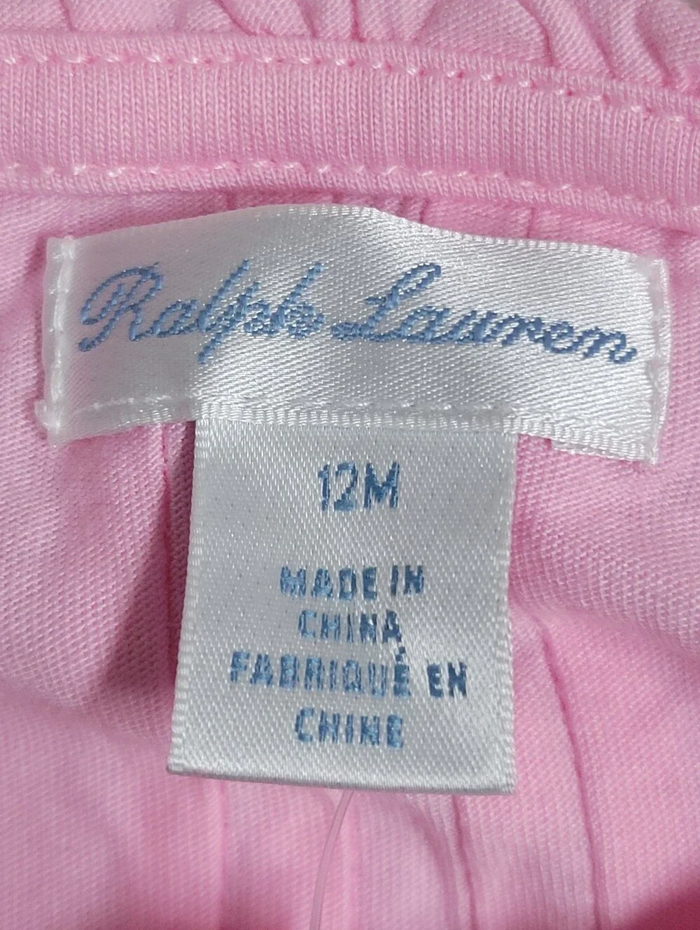 Ralph Lauren NWT Girls' Pink Long-Sleeve Button Front Top - 12M.